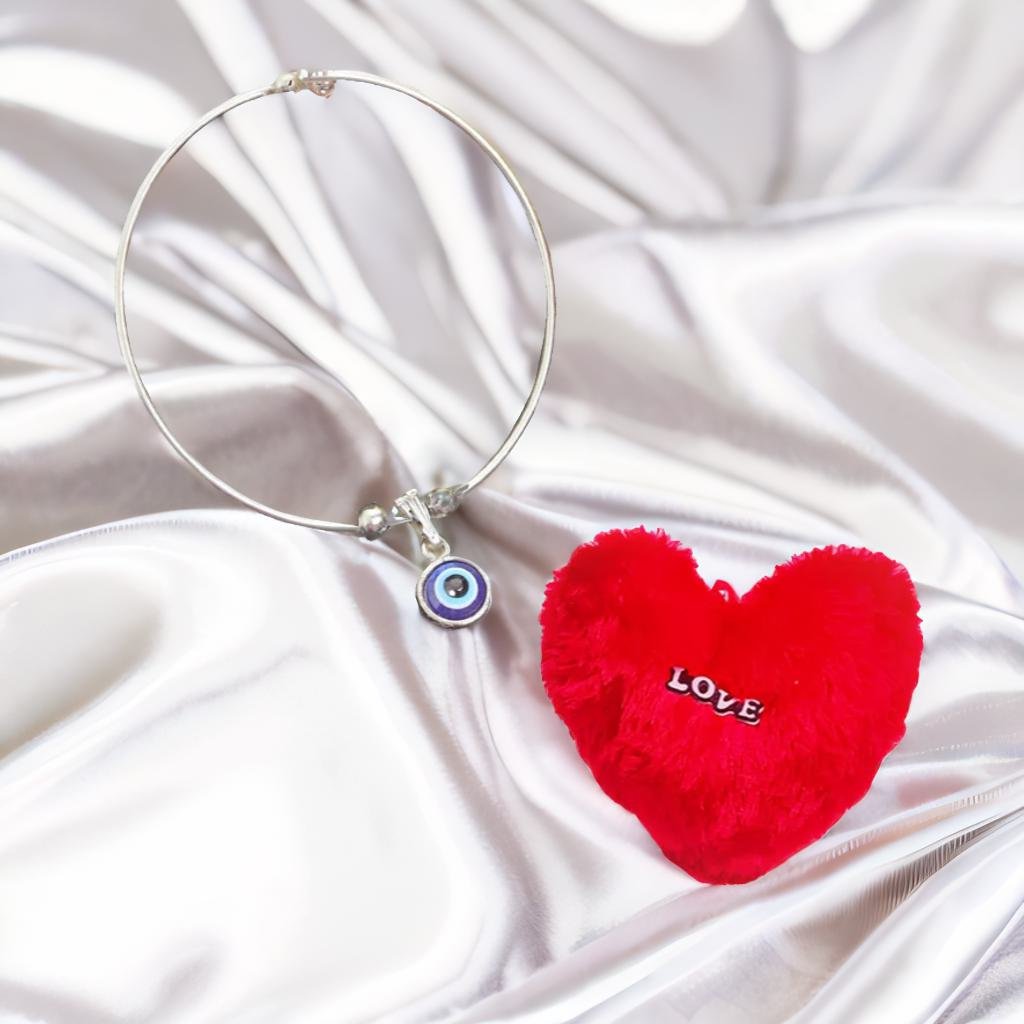 Evil Eye Charm Bracelet & Love Heart Pillow Gift Combo Set image 2