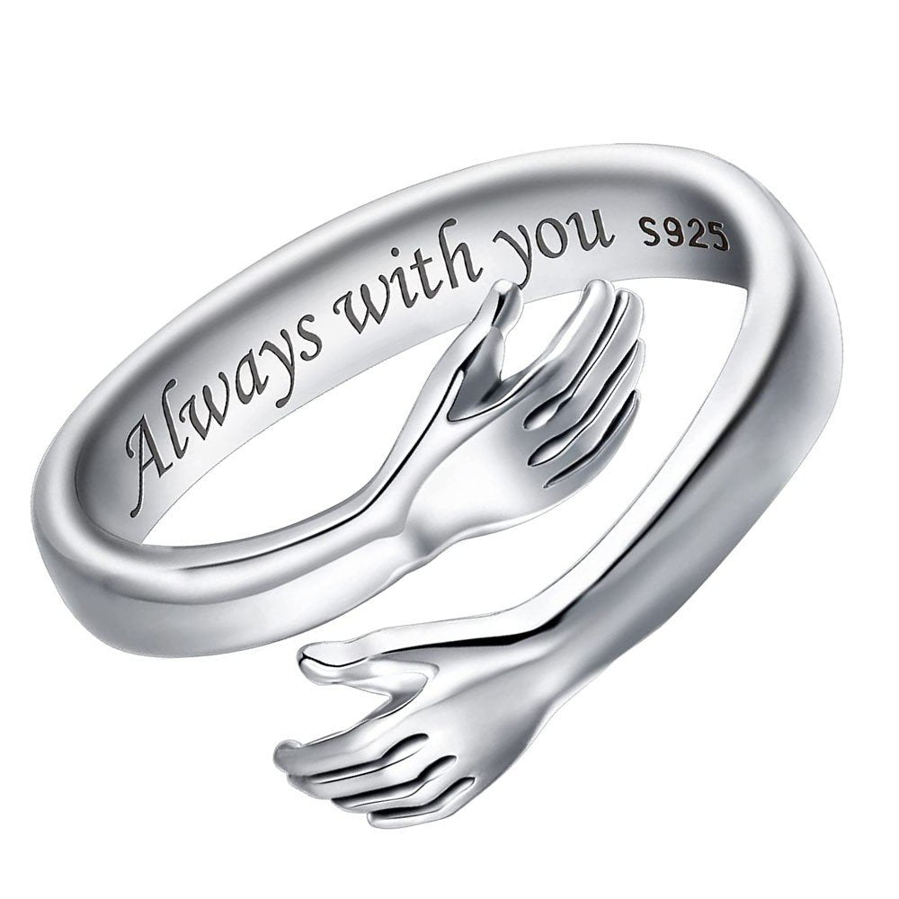 Adjustable Silver Hugging Hand Ring image 3
