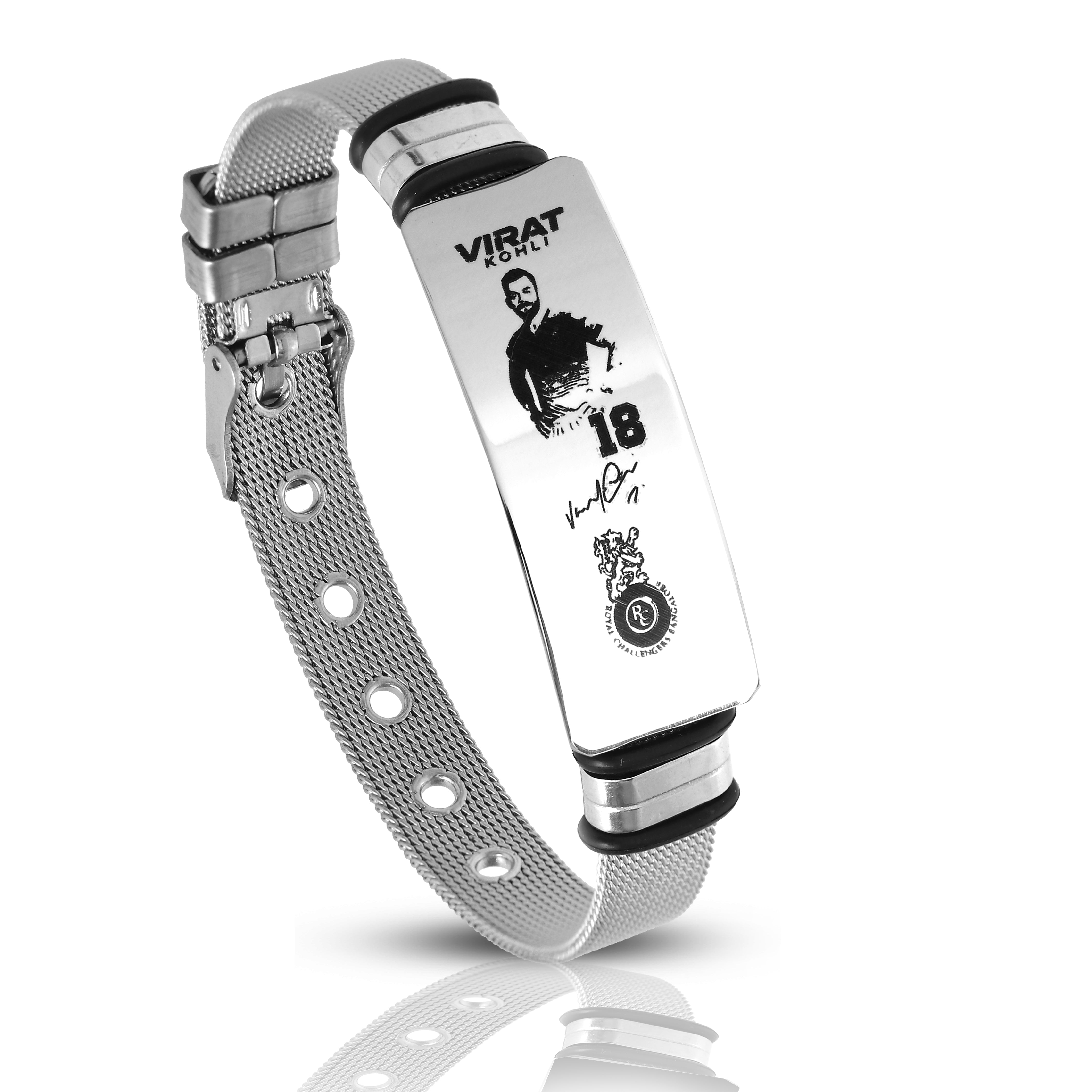 Virat Kohli Signature Edition Number 18 Stainless Steel Mesh Bracelet for Men