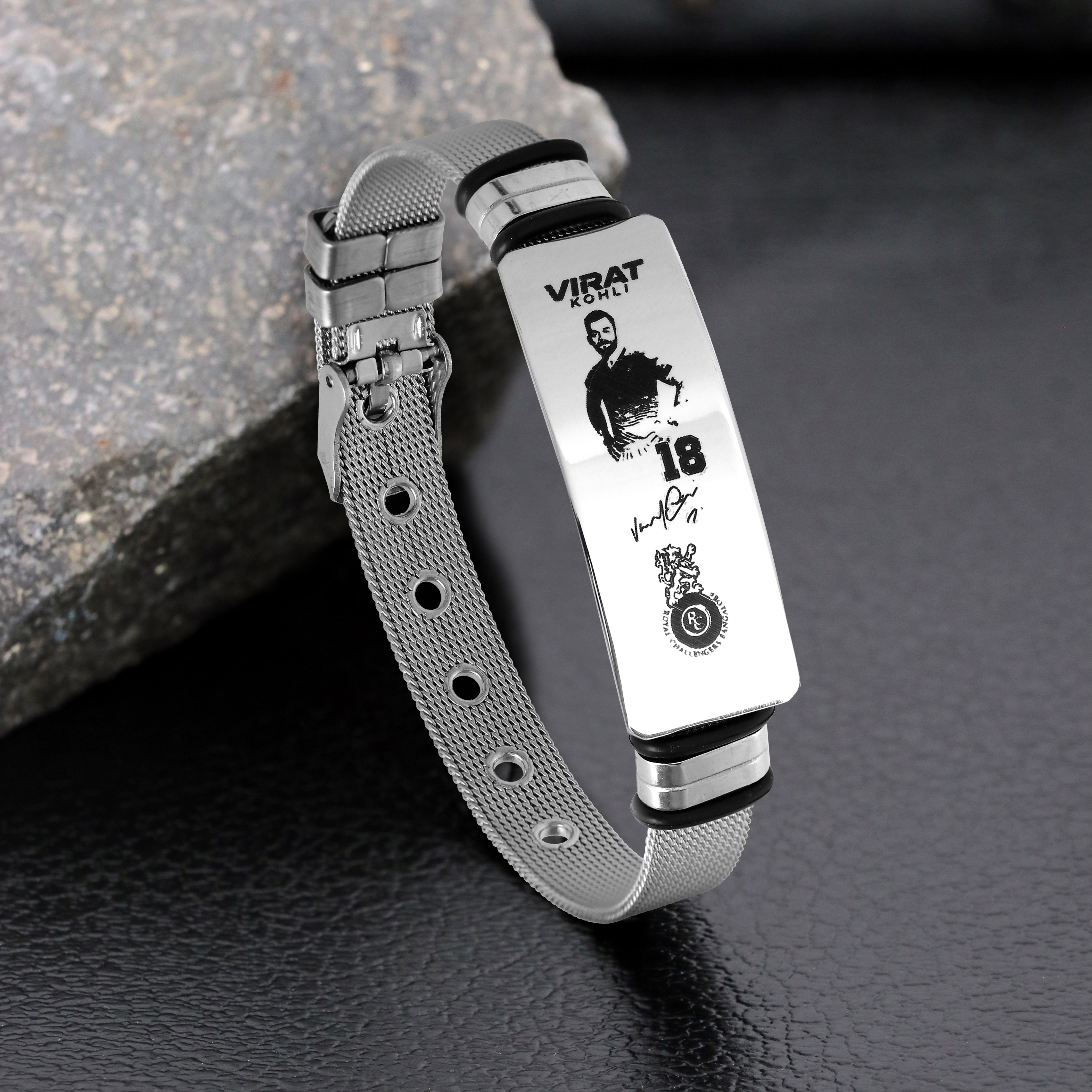 Virat Kohli Signature Edition Number 18 Stainless Steel Mesh Bracelet for Men