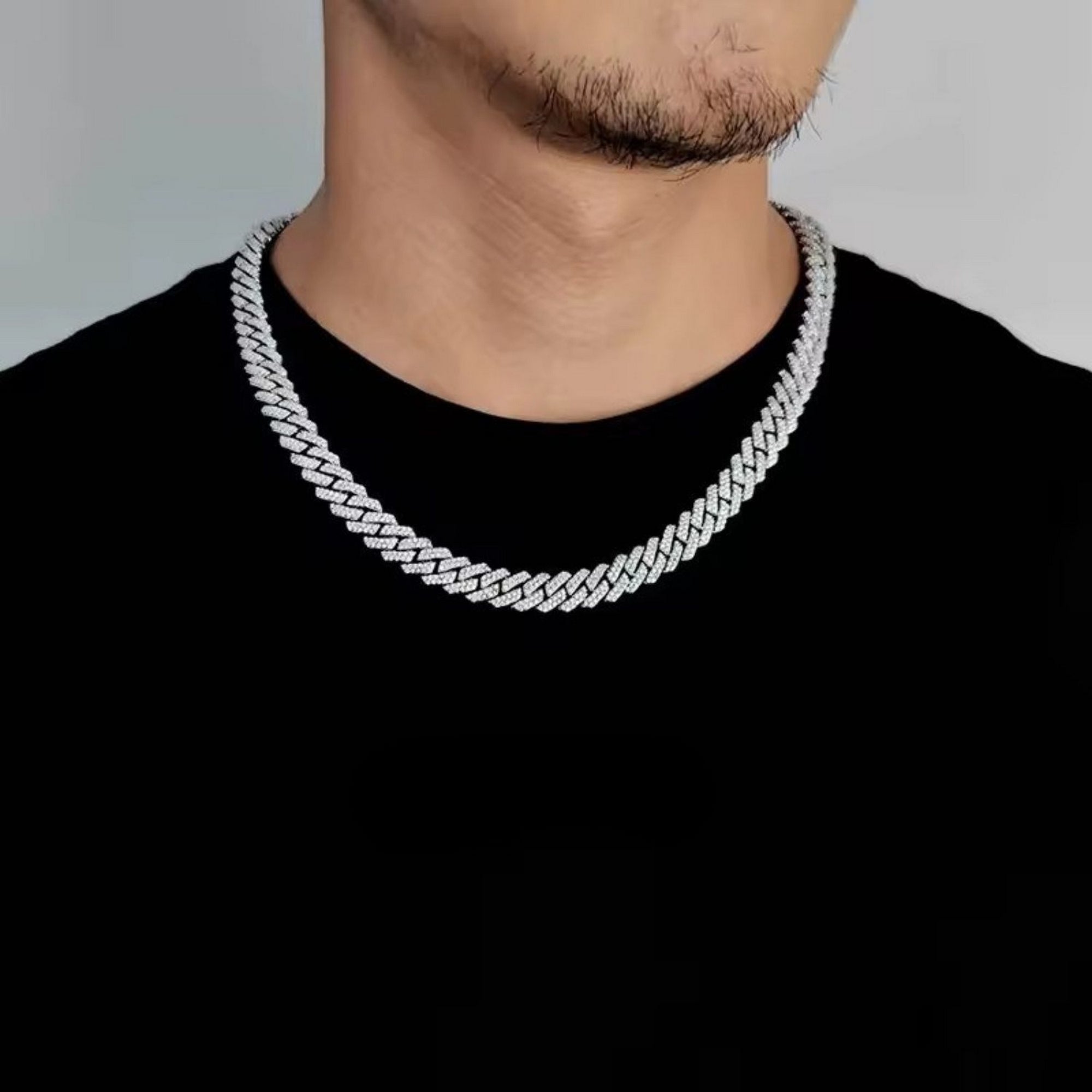 Mc Stan Stainless Steel Zirconia Cuban Link Chain Rapper Pendant Necklace for Men