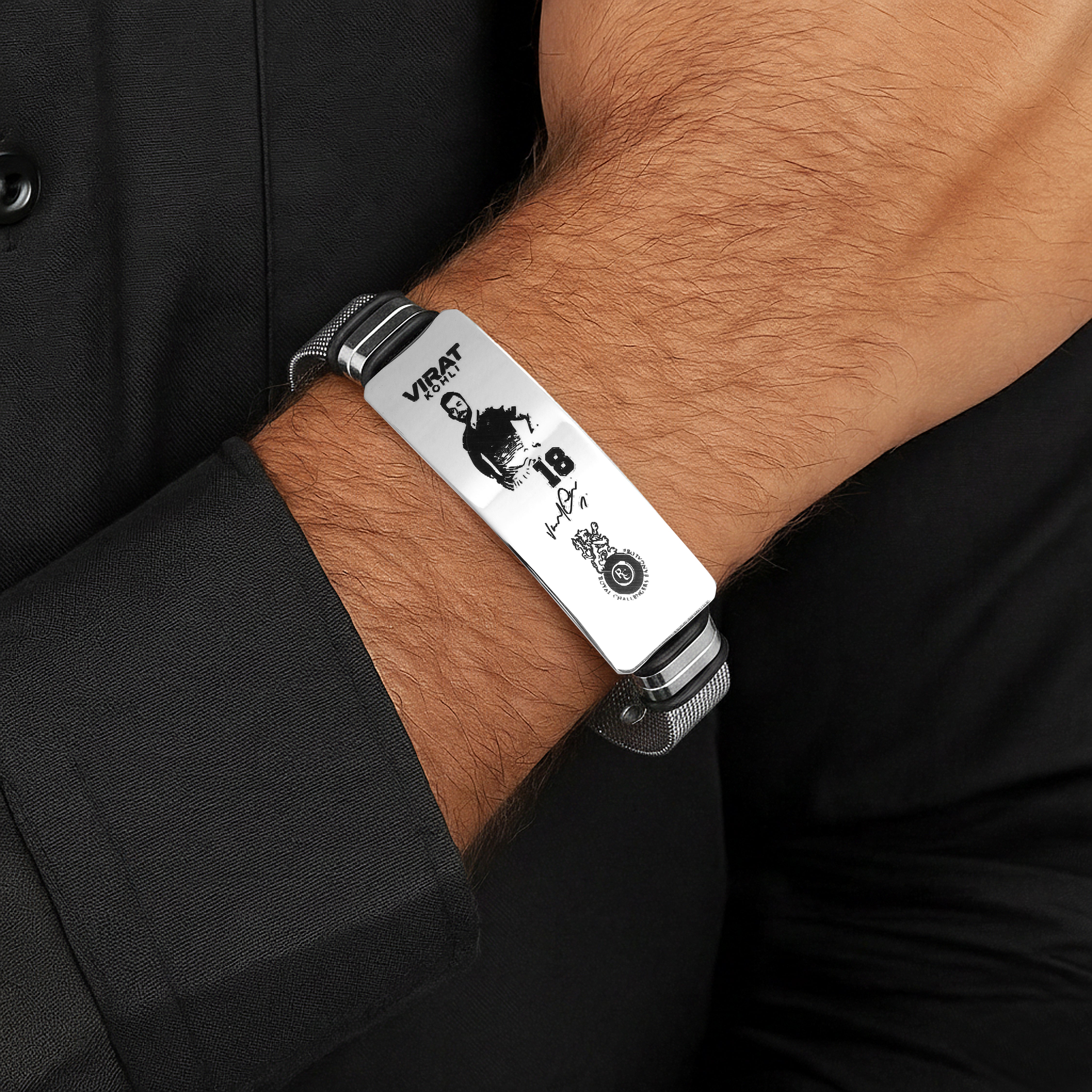 Virat Kohli Signature Edition Number 18 Stainless Steel Mesh Bracelet for Men