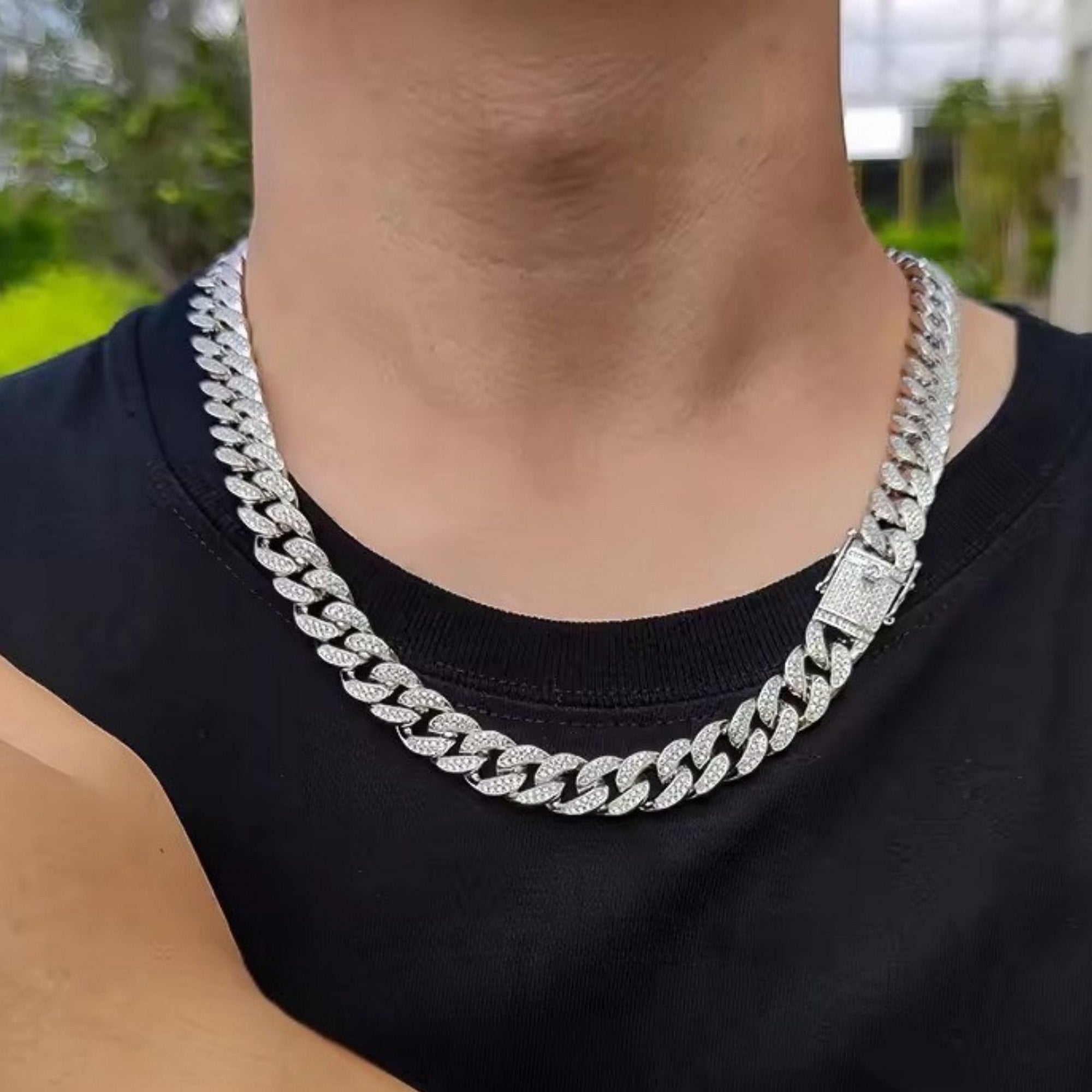 Mc Stan Stainless Steel Zirconia Cuban Link Chain Rapper Pendant Necklace for Men