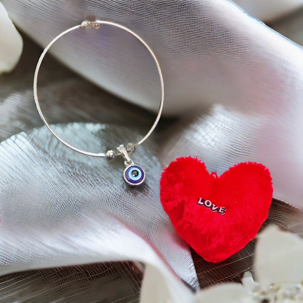 Evil Eye Charm Bracelet & Love Heart Pillow Gift Combo Set image 0