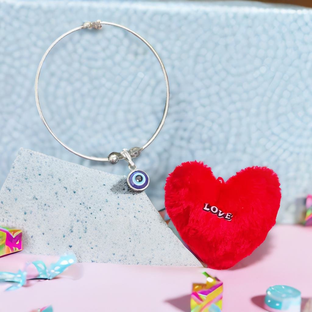 Evil Eye Charm Bracelet & Love Heart Pillow Gift Combo Set image 3