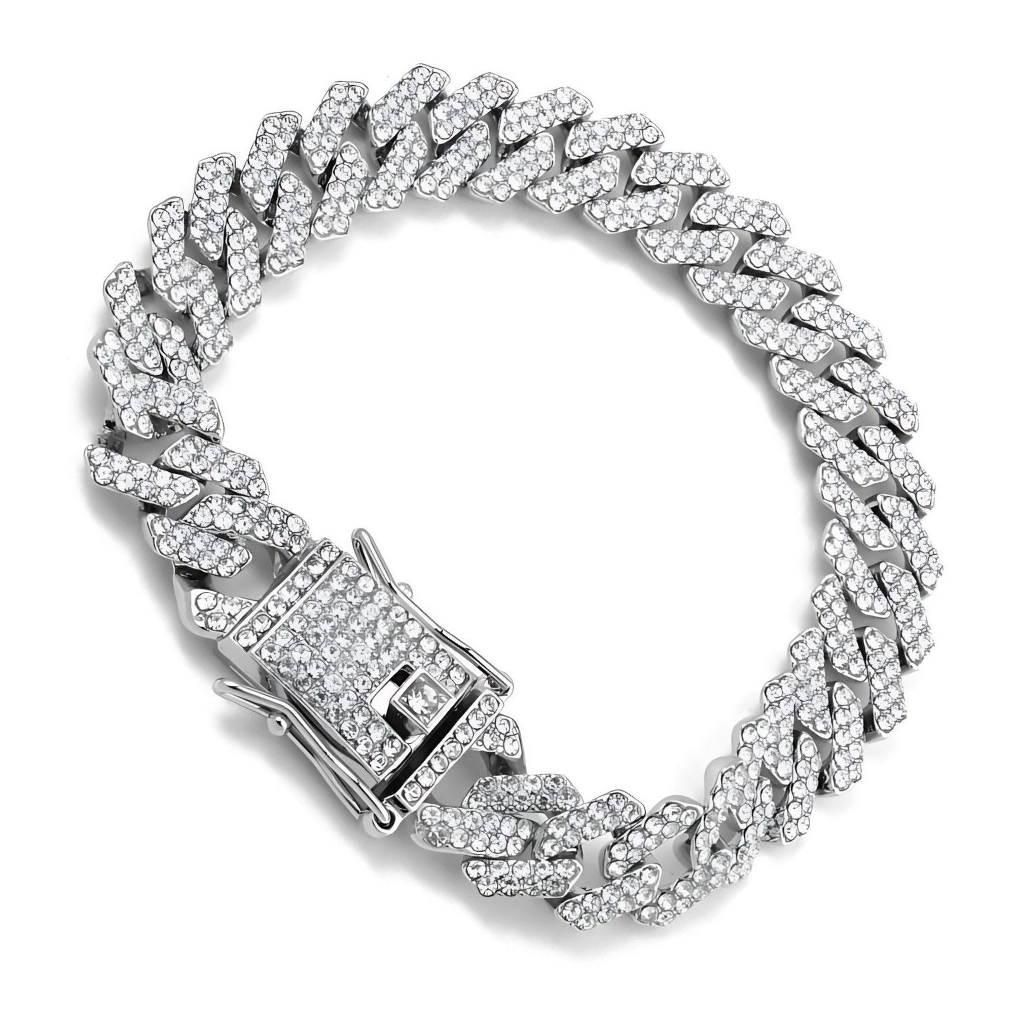 Mc Stan Stainless Steel Zirconia Cuban Link Chain Rapper Bracelet for Men