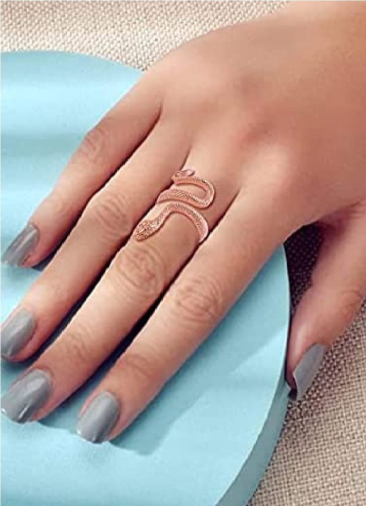 Adjustable Rose-Gold Snake Finger Ring image 0