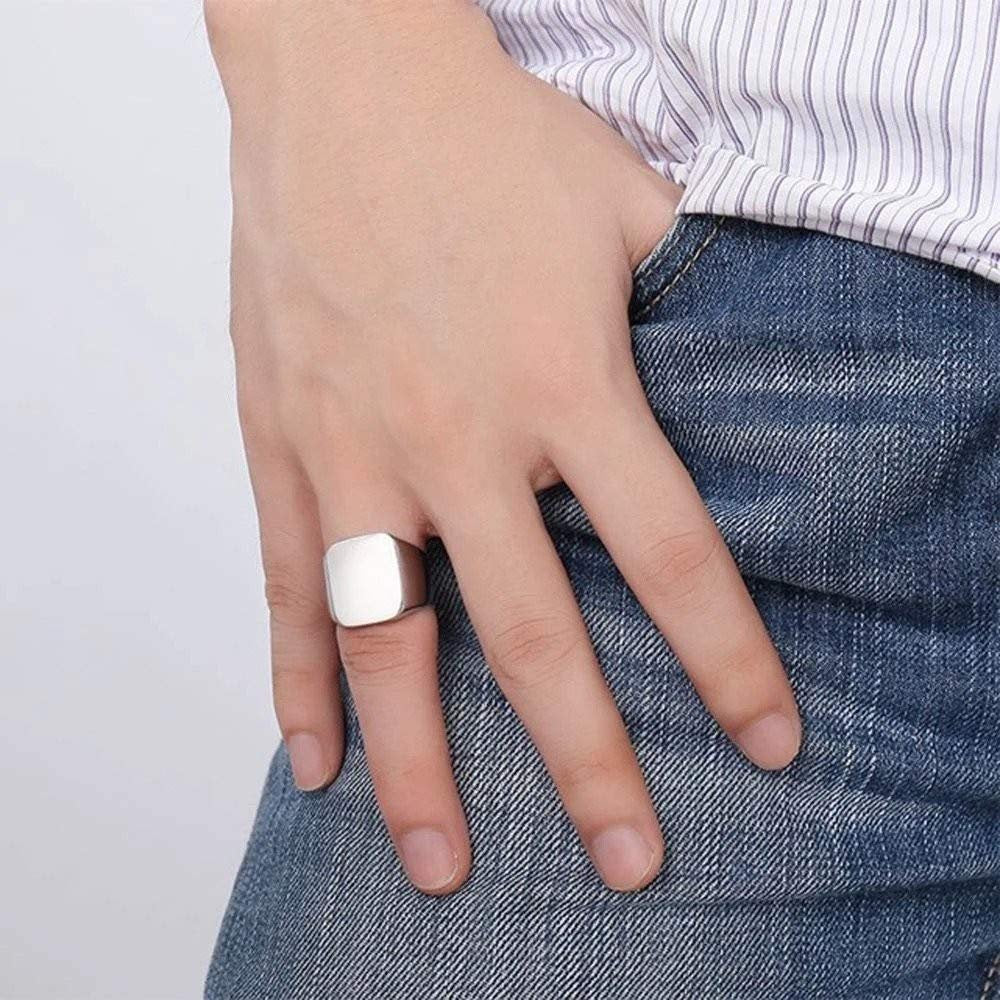 Classic Silver-Plated Band Finger Ring image 1