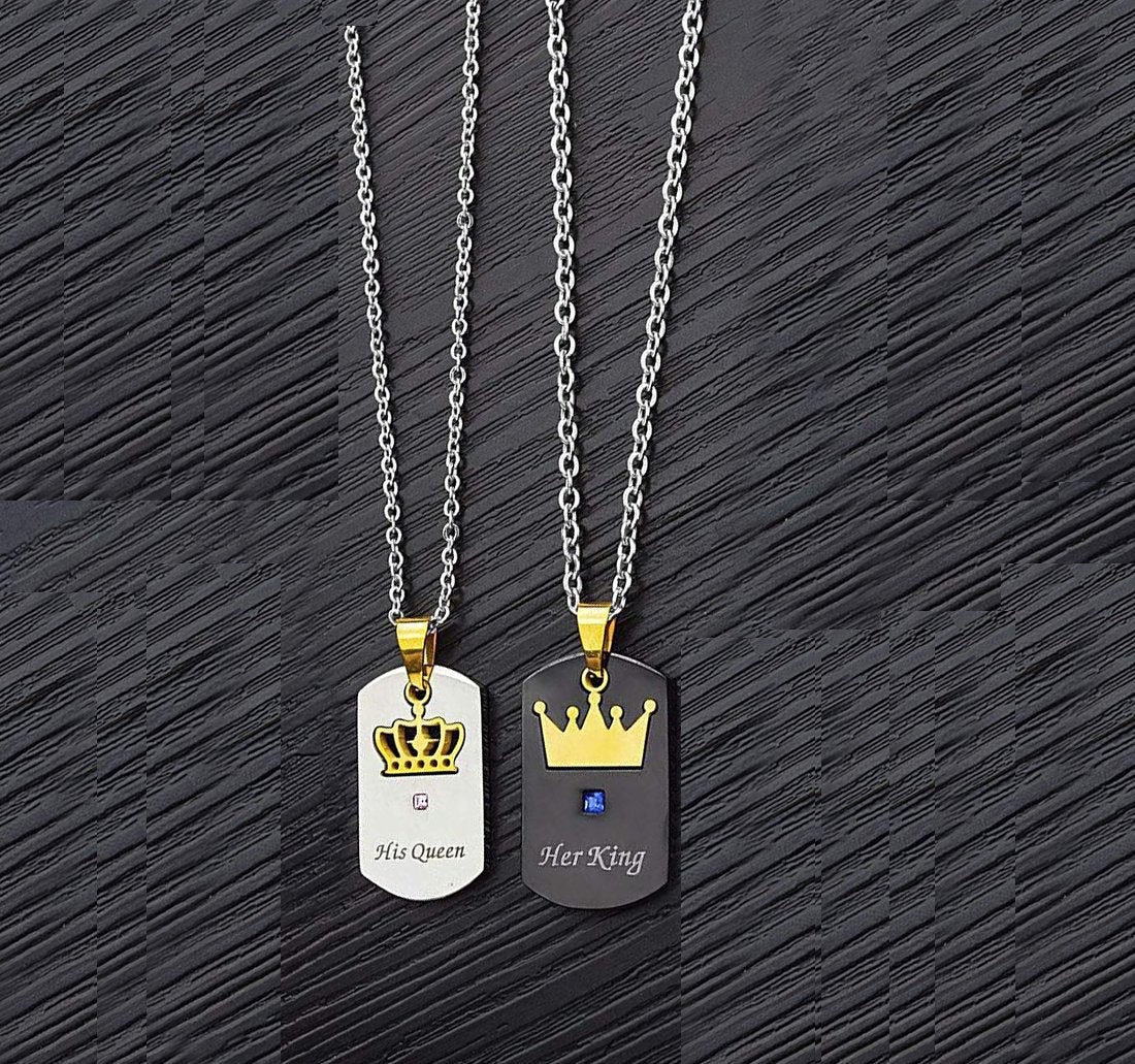 Crown King-Queen Chain Pendant Necklace for Men and Women image 2
