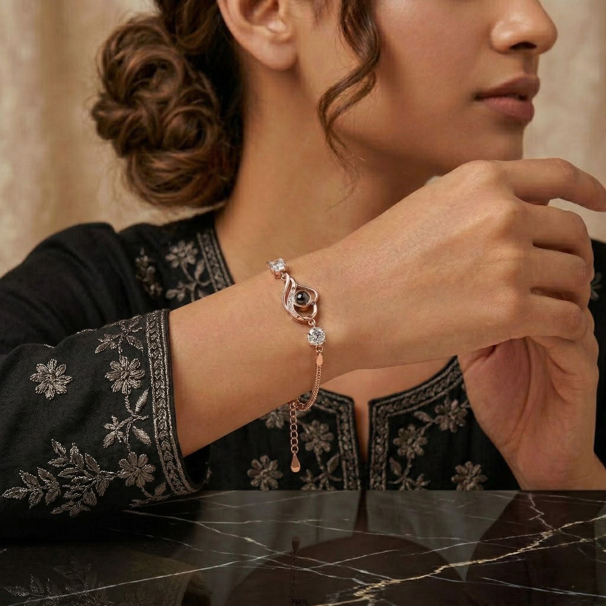 The Hidden Portrait projection twisted stone Bracelet - University Trendz
