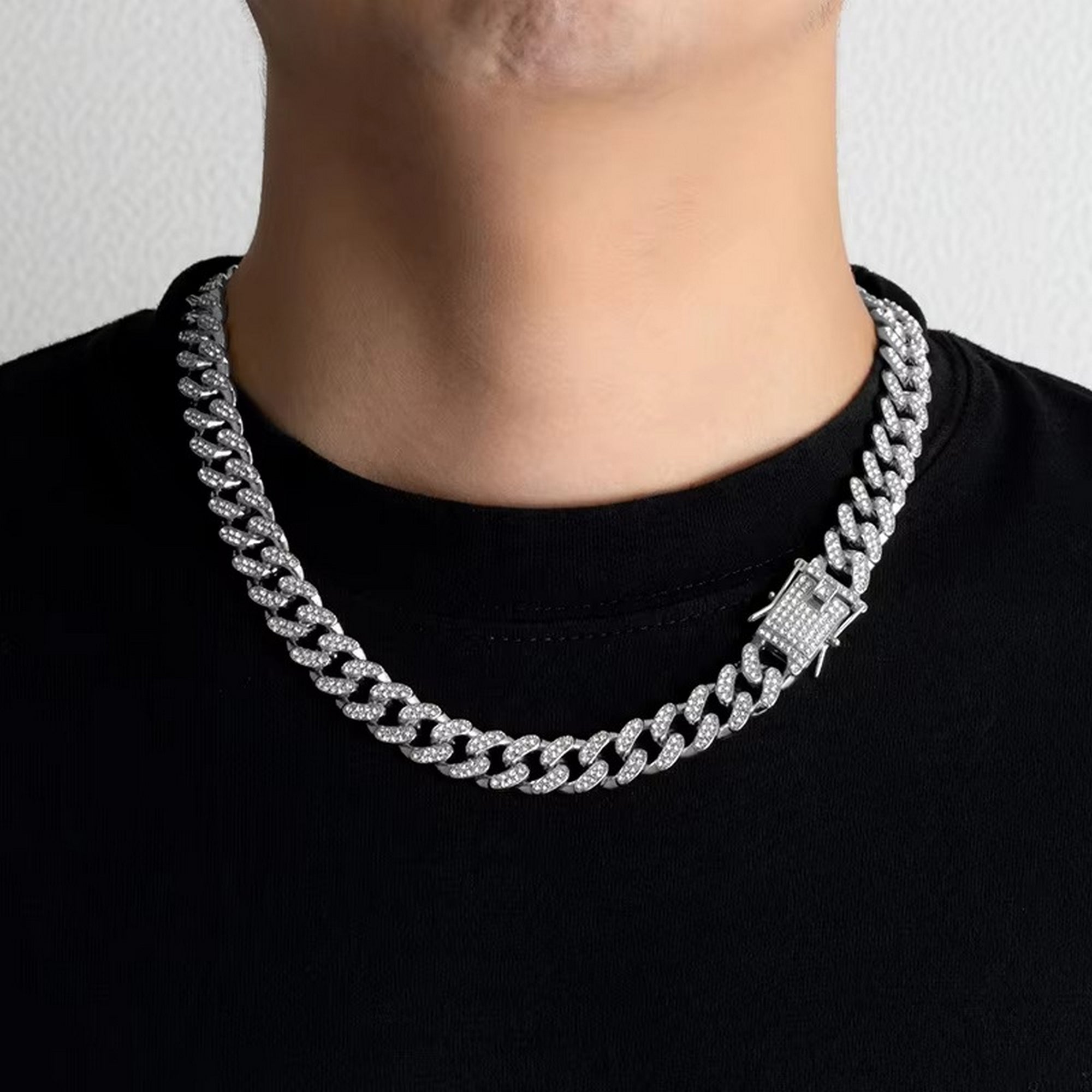 Mc Stan Stainless Steel Zirconia Cuban Link Chain Rapper Pendant Necklace for Men