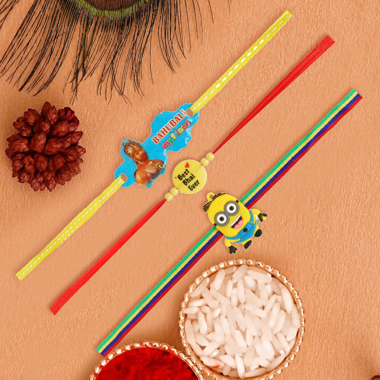 Combo of 3 Blasting Bhabhubali Minions Combos Kids Rakhi image 1