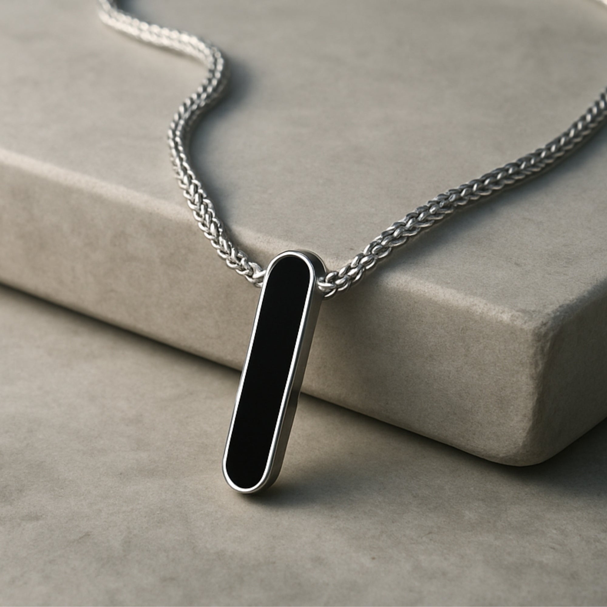 Hip Hop Sleek Black Long Pendant Chain Necklace for Men