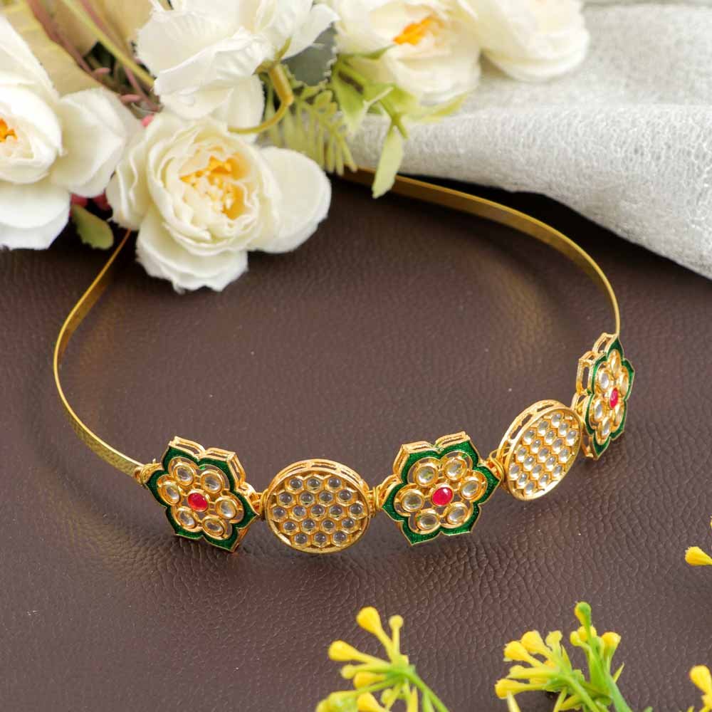 Rajasthani Gold Bridal Hairband image 0