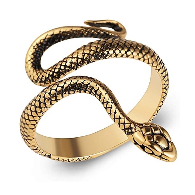 Adjustable Oxidised Gold Snake Finger Ring image 2