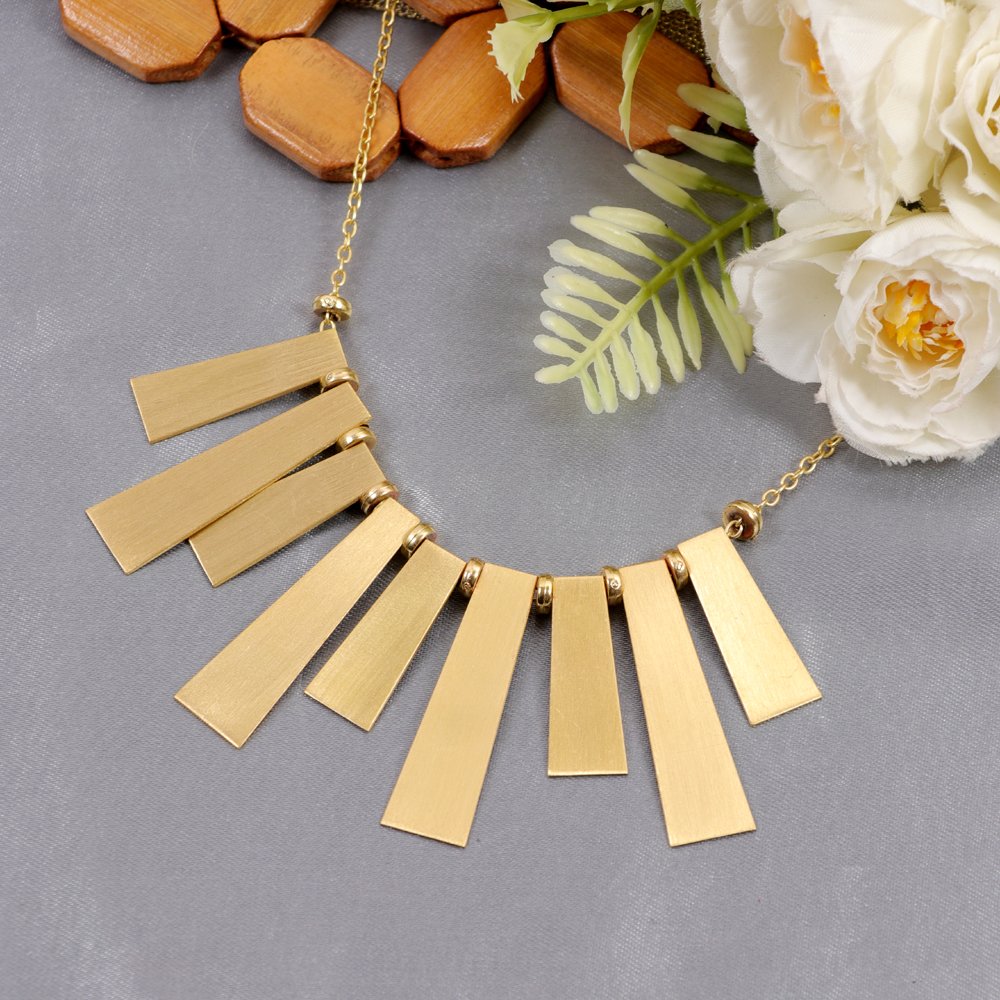 Demi-Fine Anti-Tarnish Statement Jewelry Waterproof Gold Bib Necklace image 0