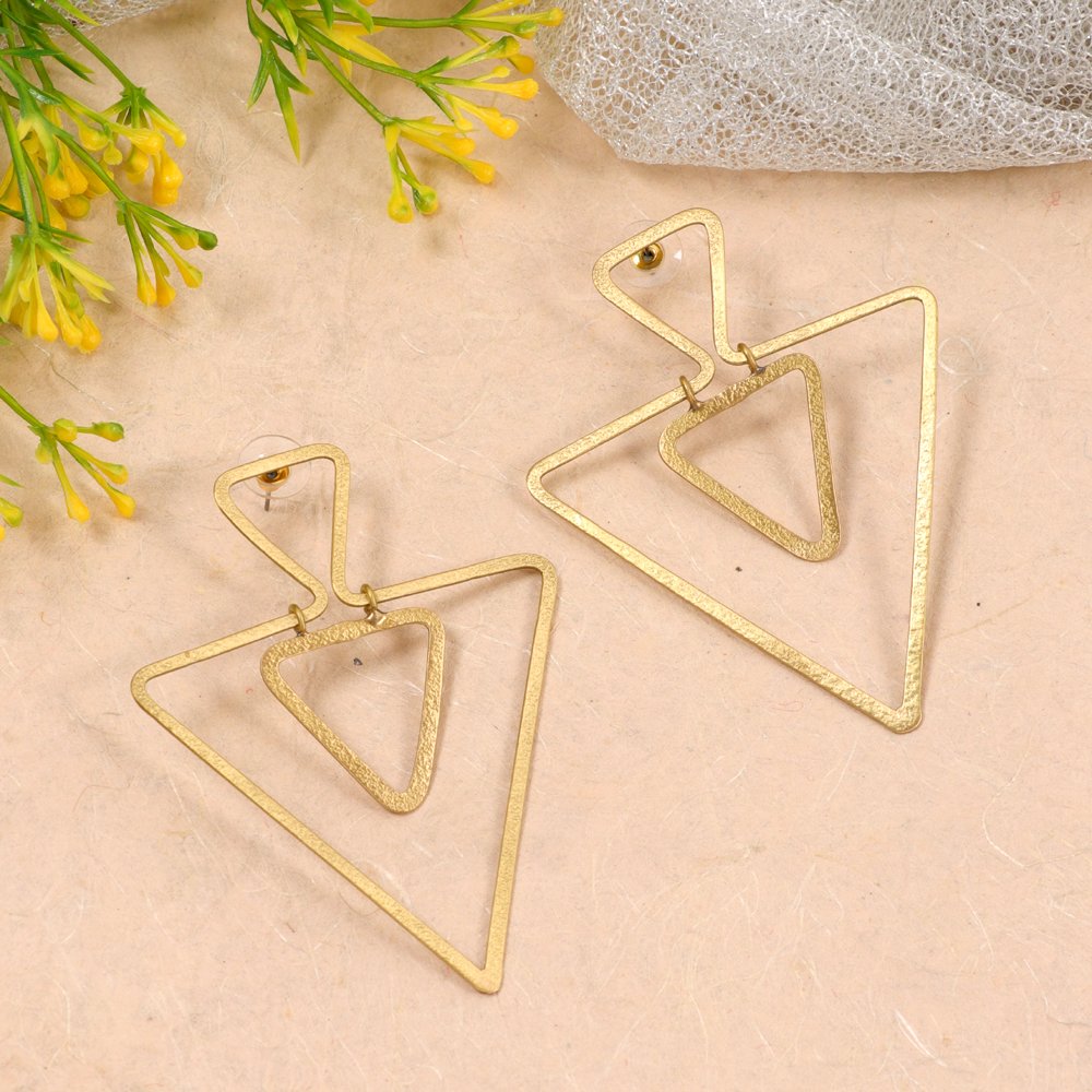 Demi-Fine Jewelry Gold Polish Triangle Studs Waterproof Anti-Tarnish Stainless Steel Dangle Earrings image 1