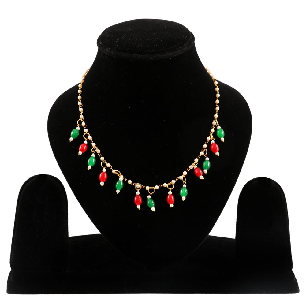 Gold-Toned Multicolor Pearl Beads Necklace image 1