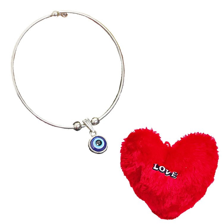 Evil Eye Charm Bracelet & Love Heart Pillow Gift Combo Set image 4