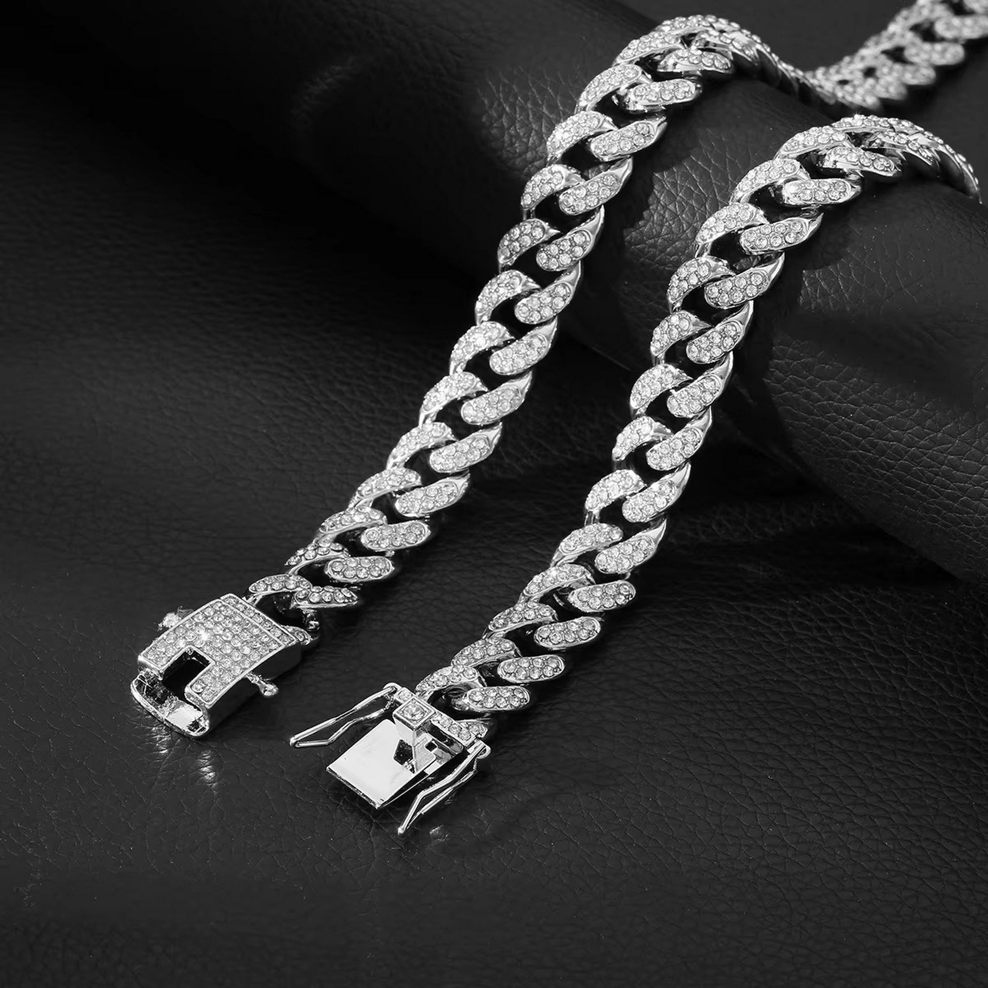 Mc Stan Stainless Steel Zirconia Cuban Link Chain Rapper Pendant Necklace for Men