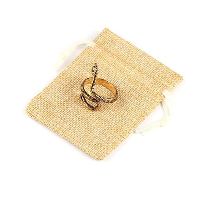 Adjustable Oxidised Gold Snake Finger Ring image 0