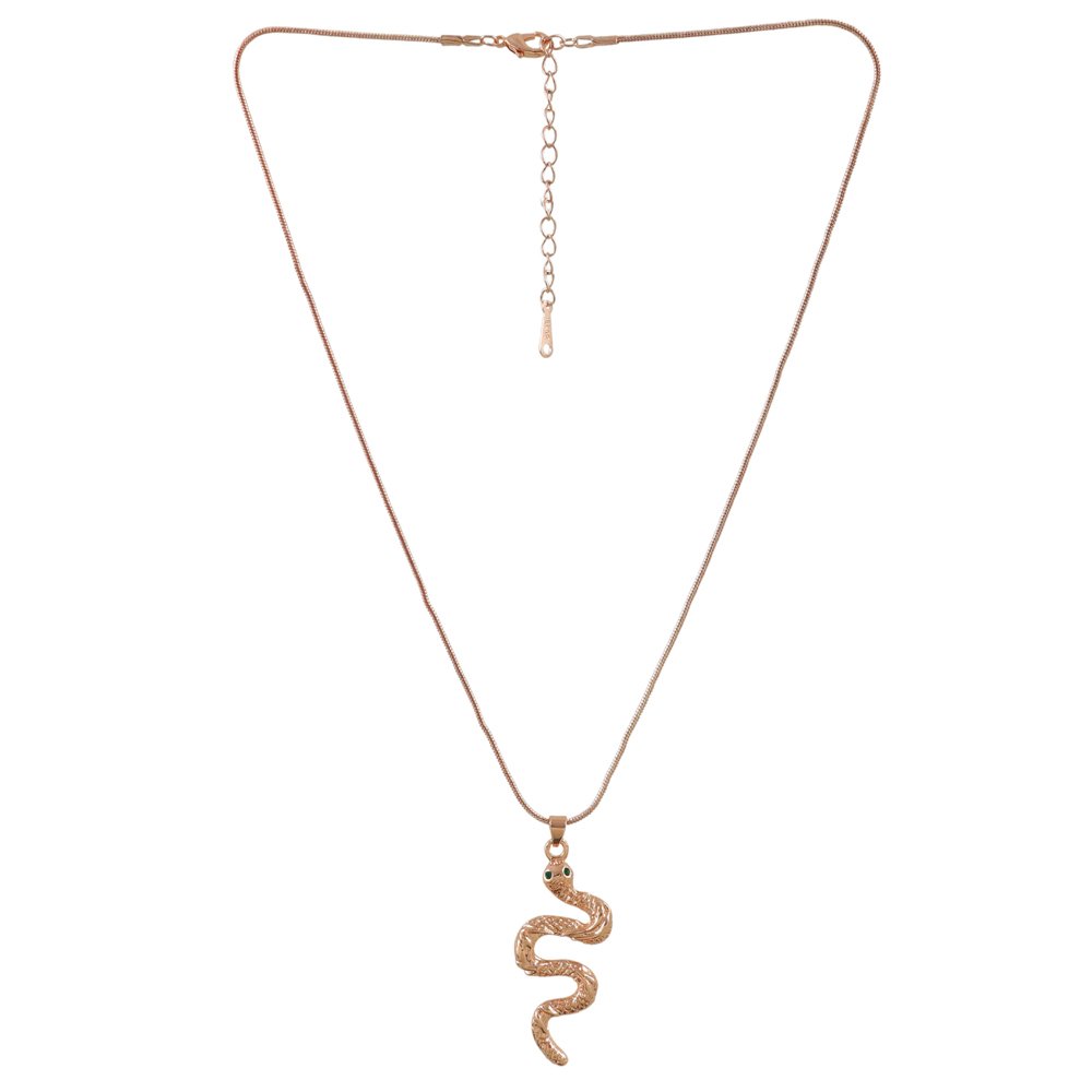 Gold-Plated Chunky Chain Snake Pendant Necklace image 2