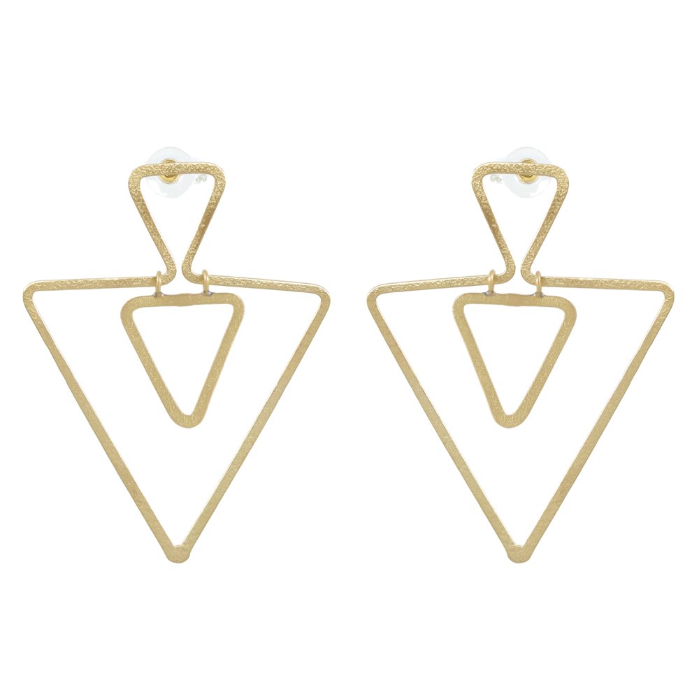 Demi-Fine Jewelry Gold Polish Triangle Studs Waterproof Anti-Tarnish Stainless Steel Dangle Earrings image 3
