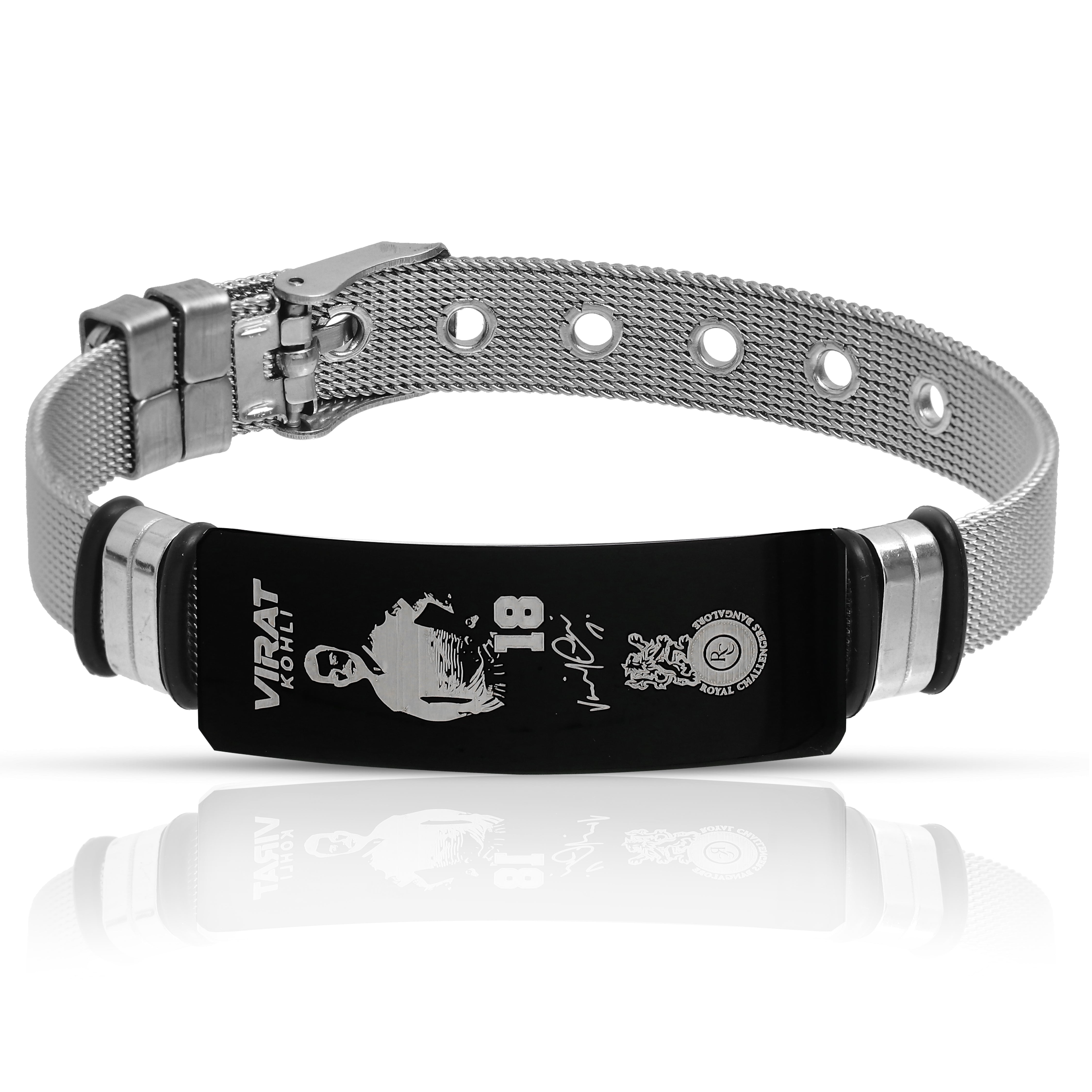 Virat Kohli Signature Edition Number 18 Stainless Steel Mesh Bracelet for Men