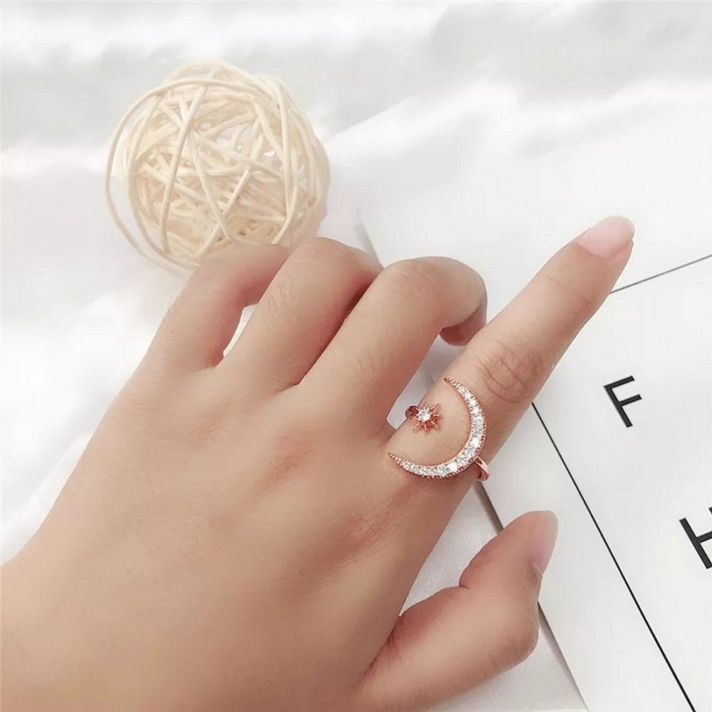 Star and Moon Ring (Rose Gold) image 1