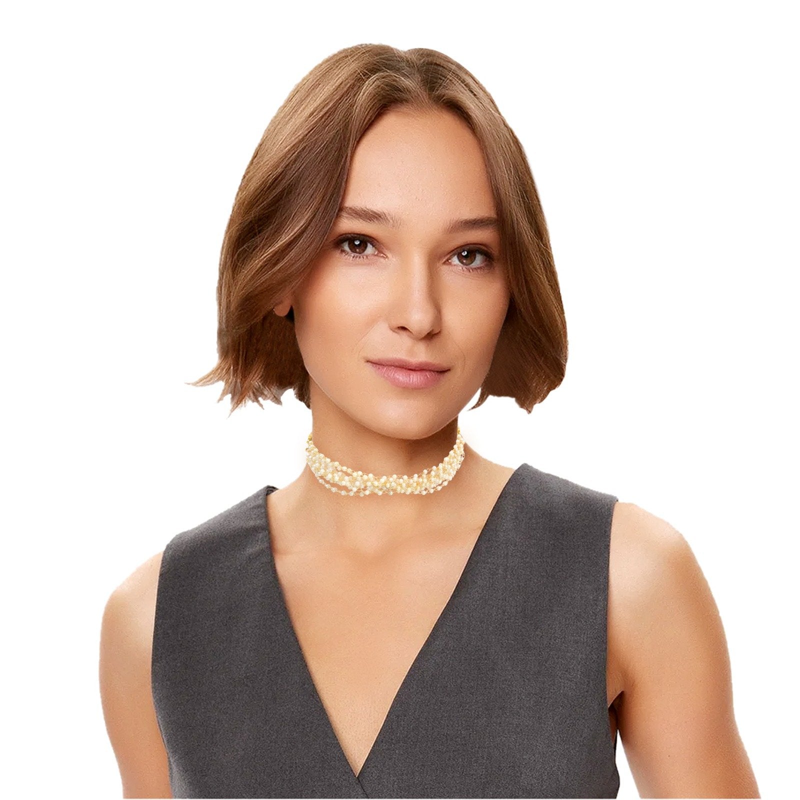 Gold-Plated Handmade Pearl Beaded Layered Necklace image 4