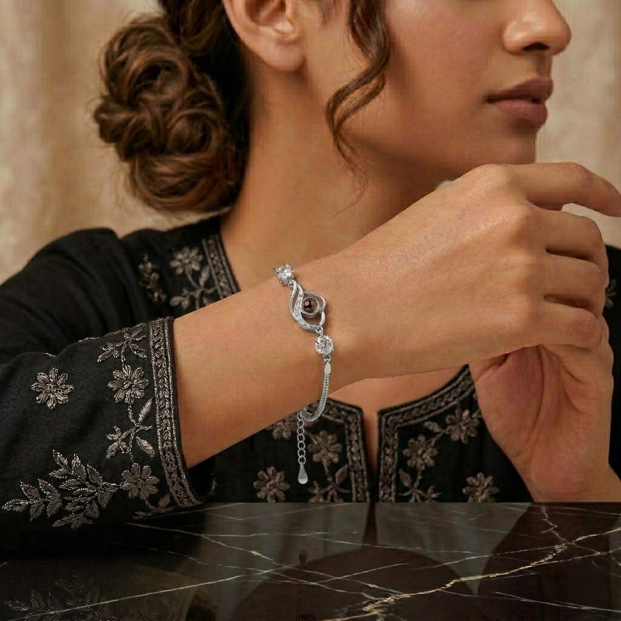 The Hidden Portrait projection twisted stone Bracelet - University Trendz