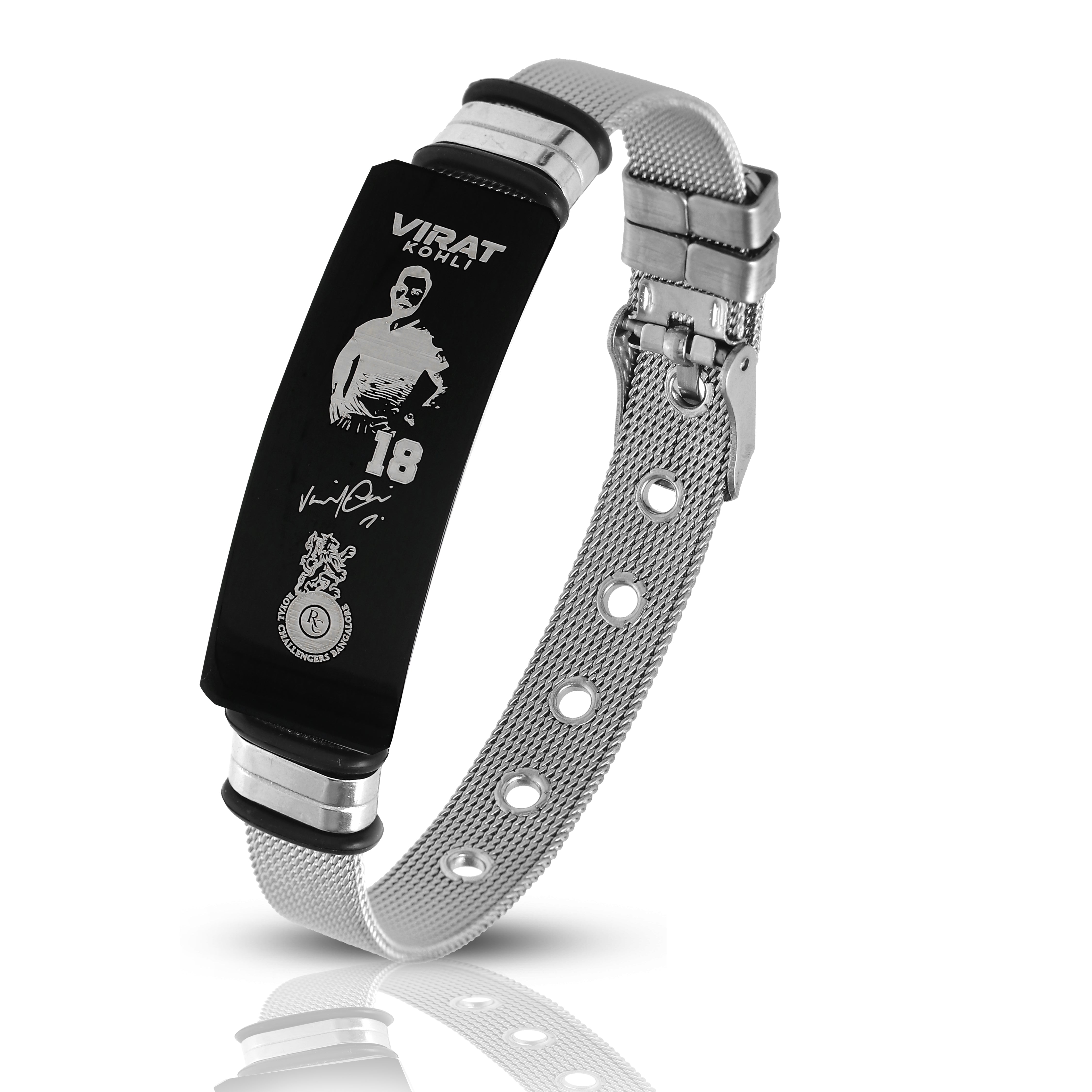 Virat Kohli Signature Edition Number 18 Stainless Steel Mesh Bracelet for Men