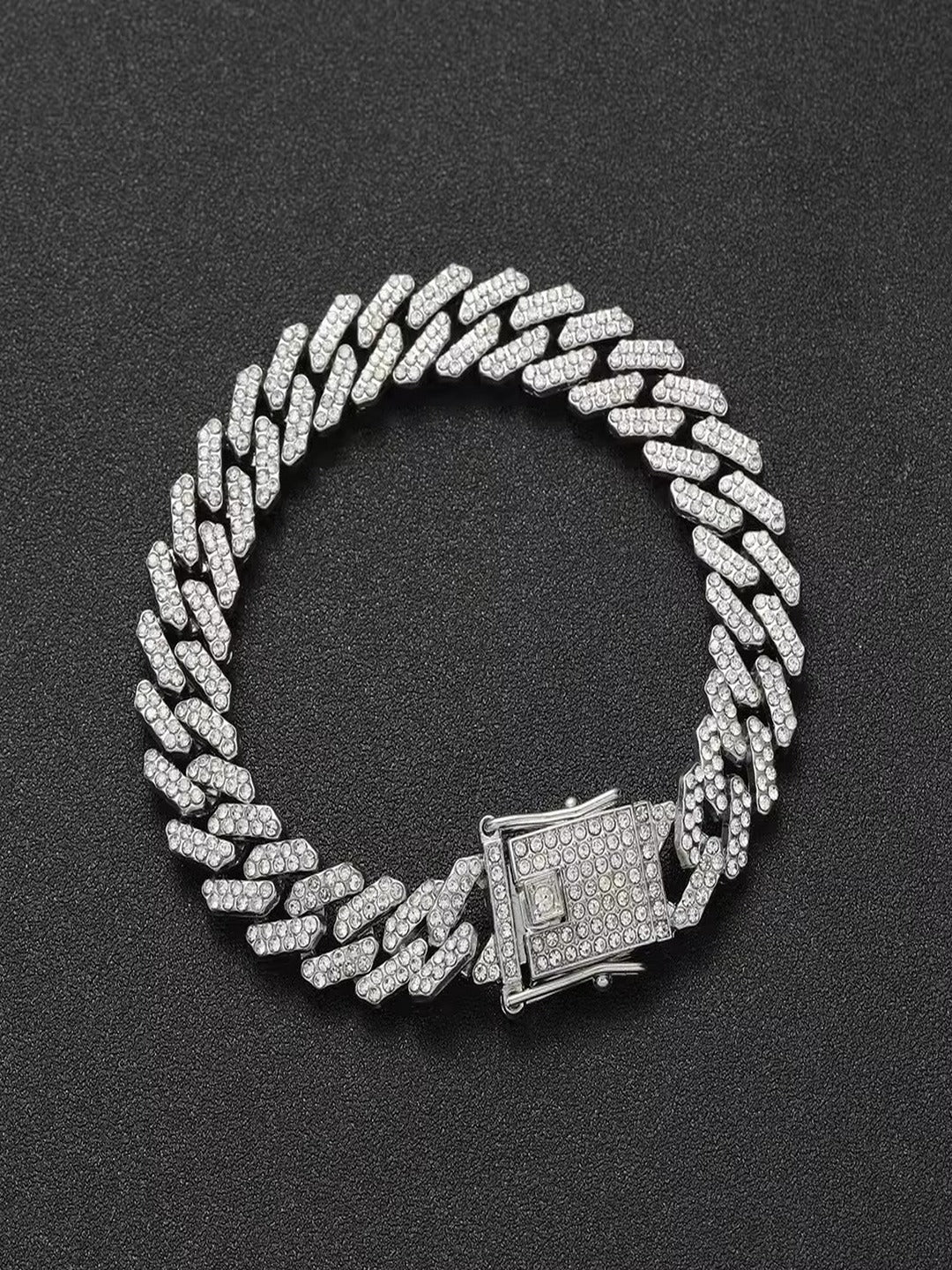 Mc Stan Stainless Steel Zirconia Cuban Link Chain Rapper Bracelet for Men