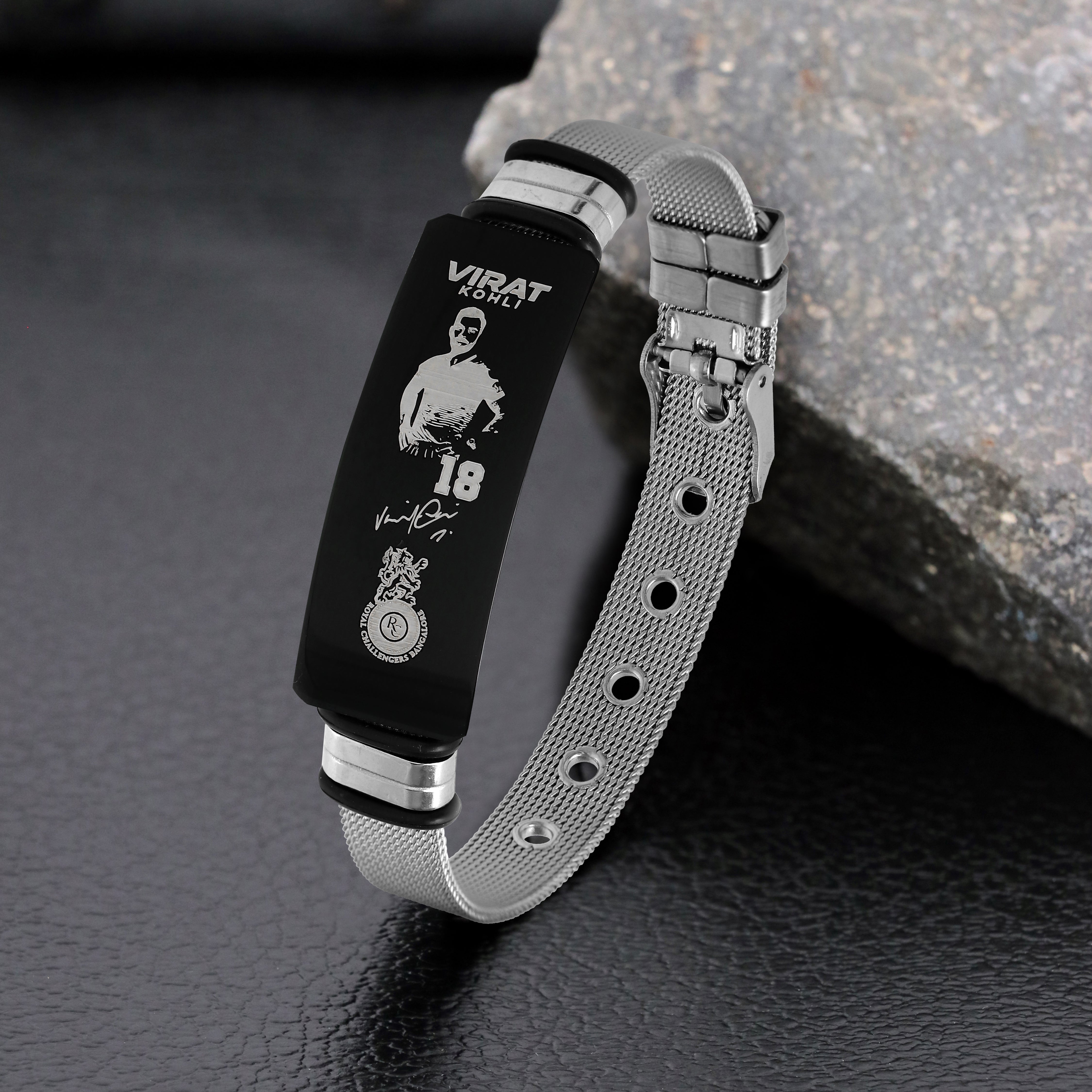Virat Kohli Signature Edition Number 18 Stainless Steel Mesh Bracelet for Men