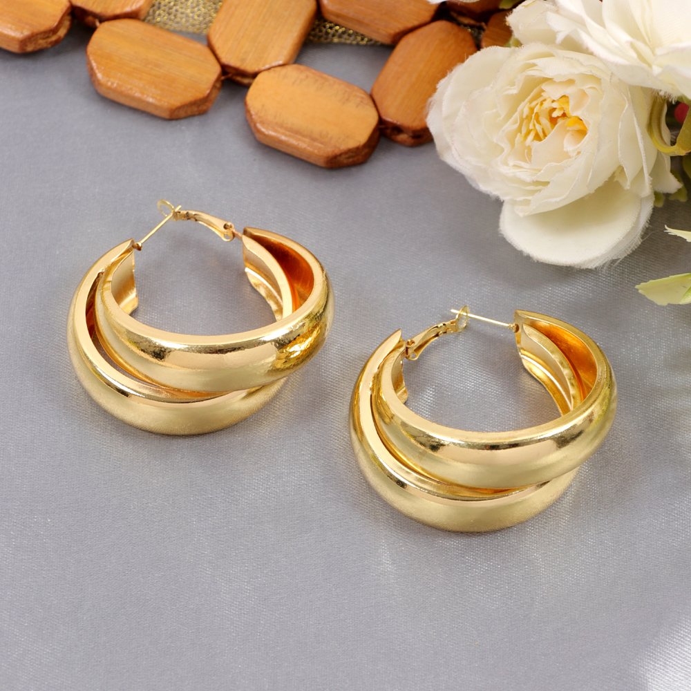 Anti-Tarnish Demi-Fine Jewelry Waterproof Gold Finish Hoop Earrings image 0