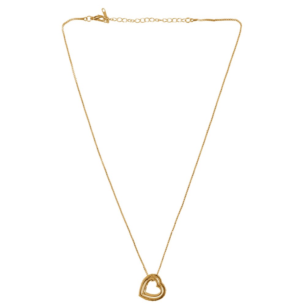 Double Gold-Plated Royal Pink Crystal Heart Pendant Necklace image 3