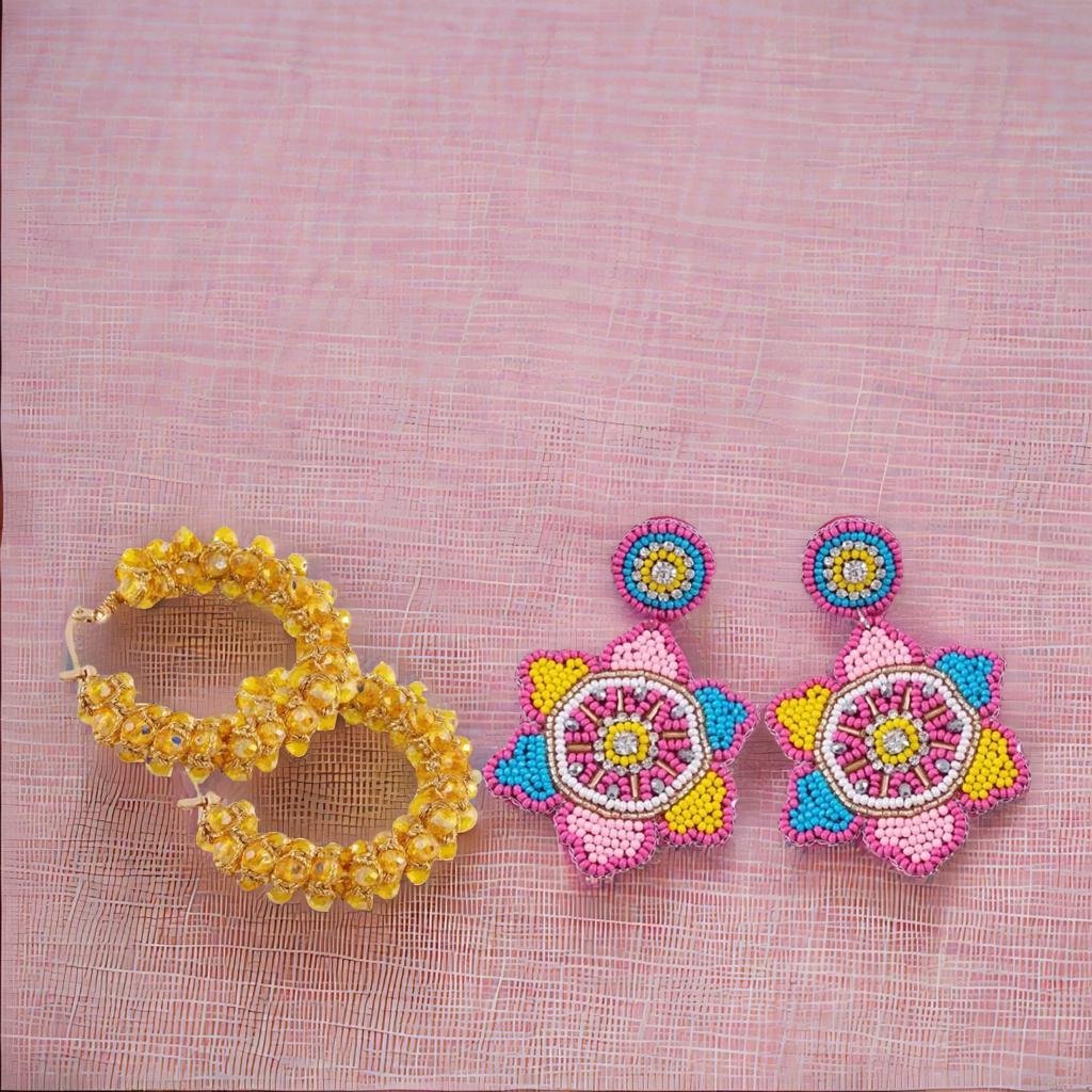 Boho Beauty Handmade Beaded Hoop Dangler Earrings image 2