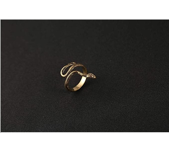 Adjustable Oxidised Gold Snake Finger Ring image 1