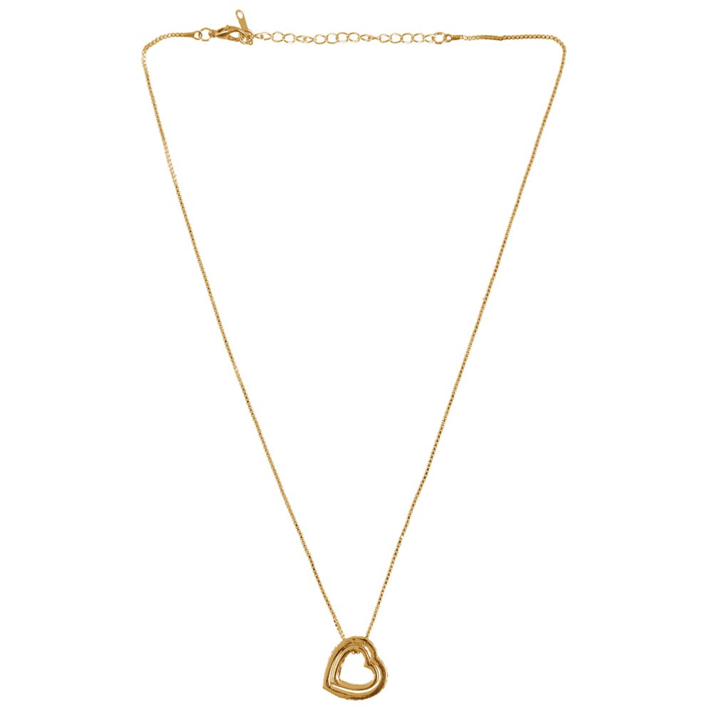 Double Gold-Plated Green Crystal Heart Pendant Necklace image 3