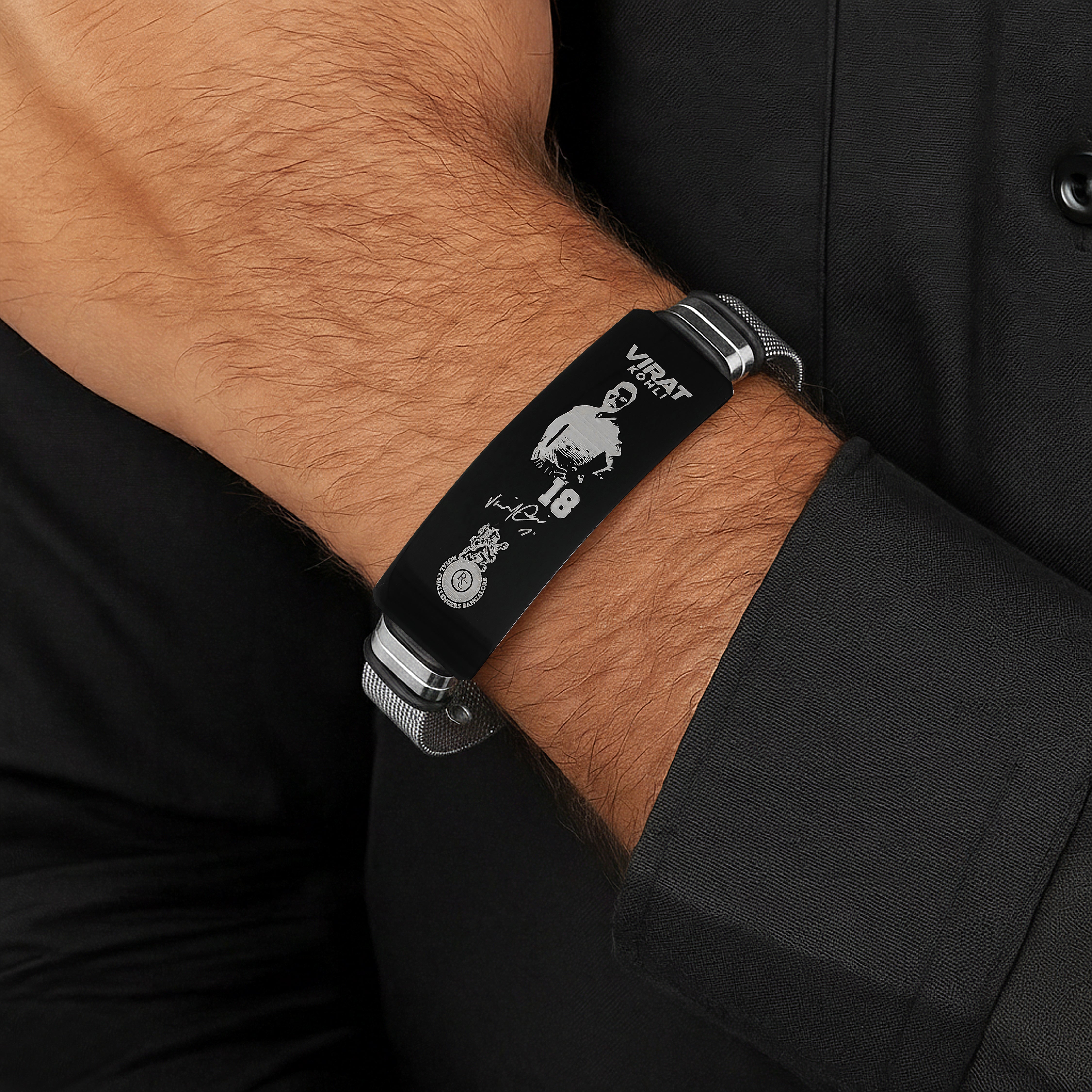 Virat Kohli Signature Edition Number 18 Stainless Steel Mesh Bracelet for Men