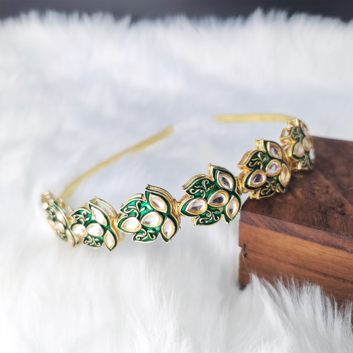 Lotus Gold Kundan Hairband image 1