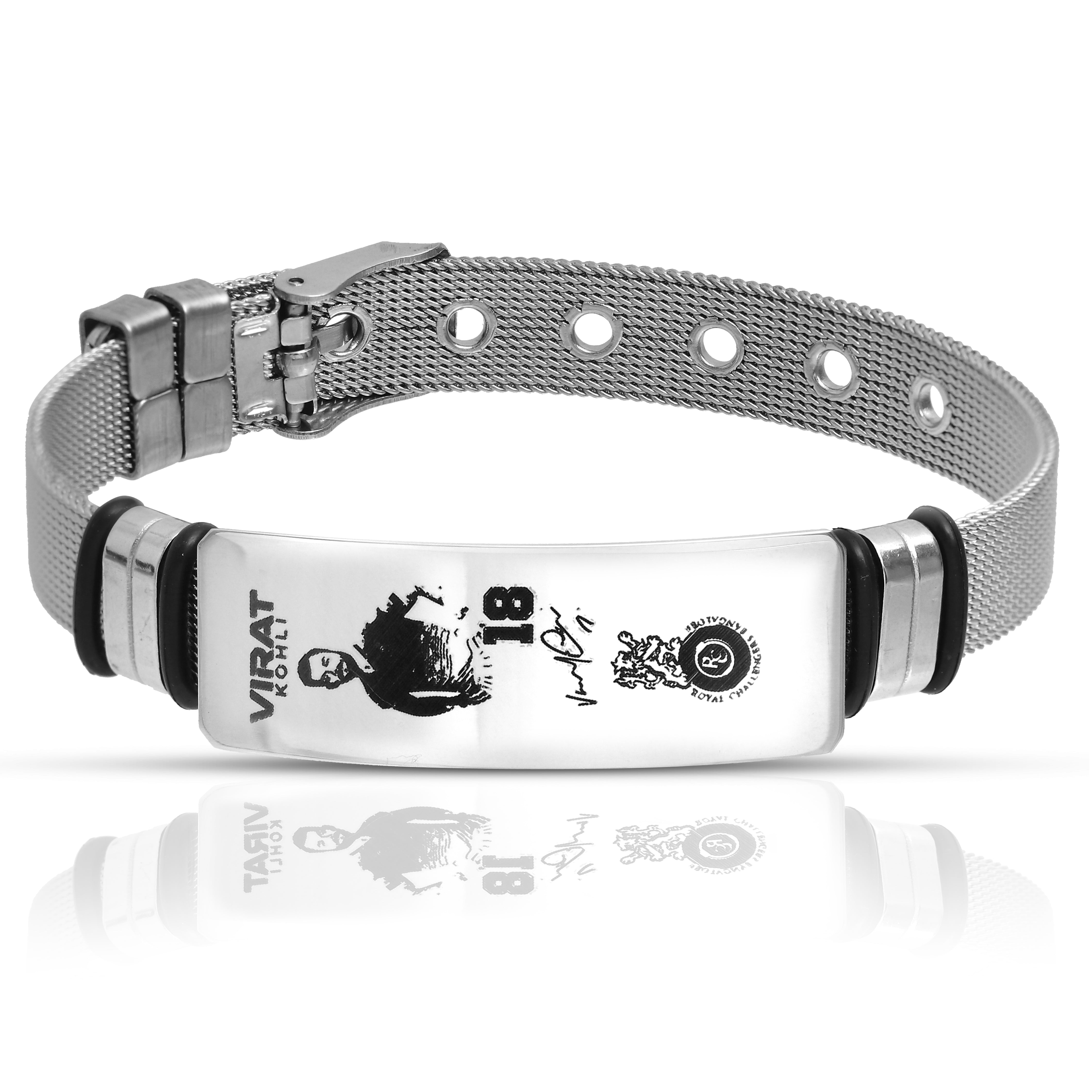 Virat Kohli Signature Edition Number 18 Stainless Steel Mesh Bracelet for Men