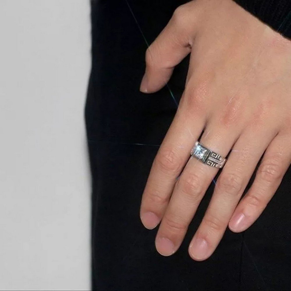 American Diamond Men Wedding Ring (Silver) image 3