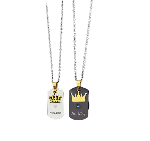 Crown King-Queen Chain Pendant Necklace for Men and Women image 1