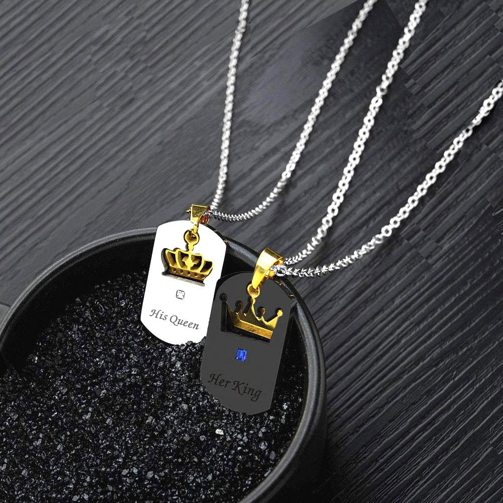 Crown King-Queen Chain Pendant Necklace for Men and Women image 0