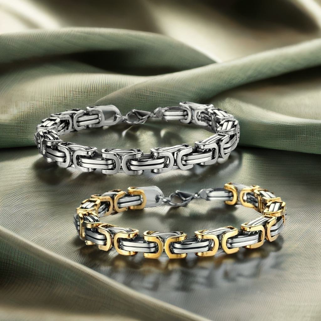 Gold-Silver Chain link Bracelets Wraps Combo Set image 0