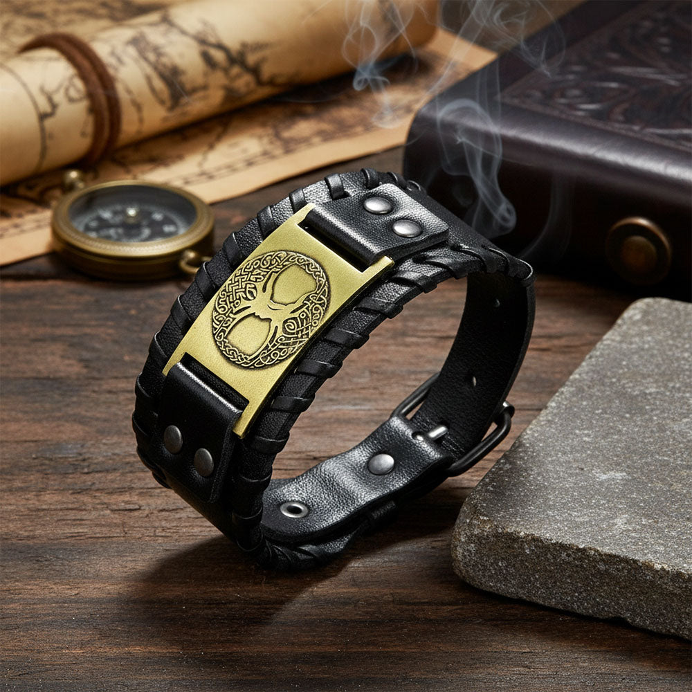 Black Braided Biker Wrap Leather Bracelet for Men – Classic Edition