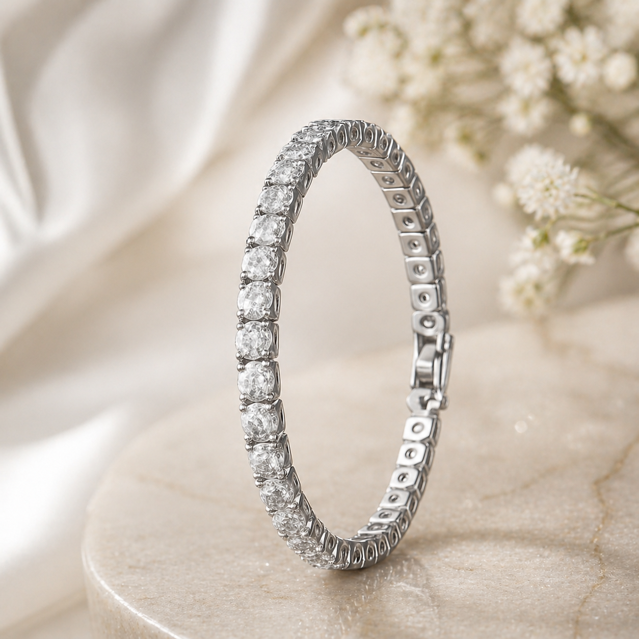 Crystal Cubic Zirconia Link Hook Bracelet for Women