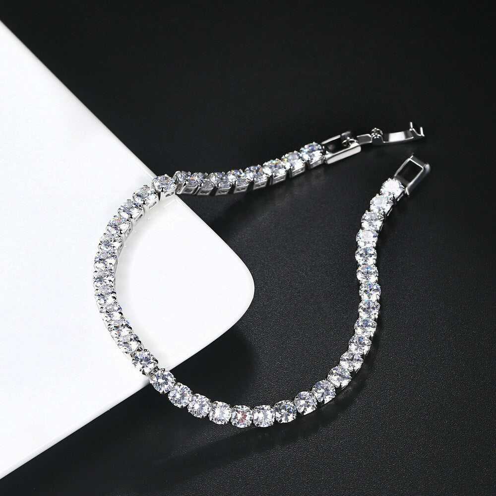 Crystal Cubic Zirconia Link Hook Bracelet for Women