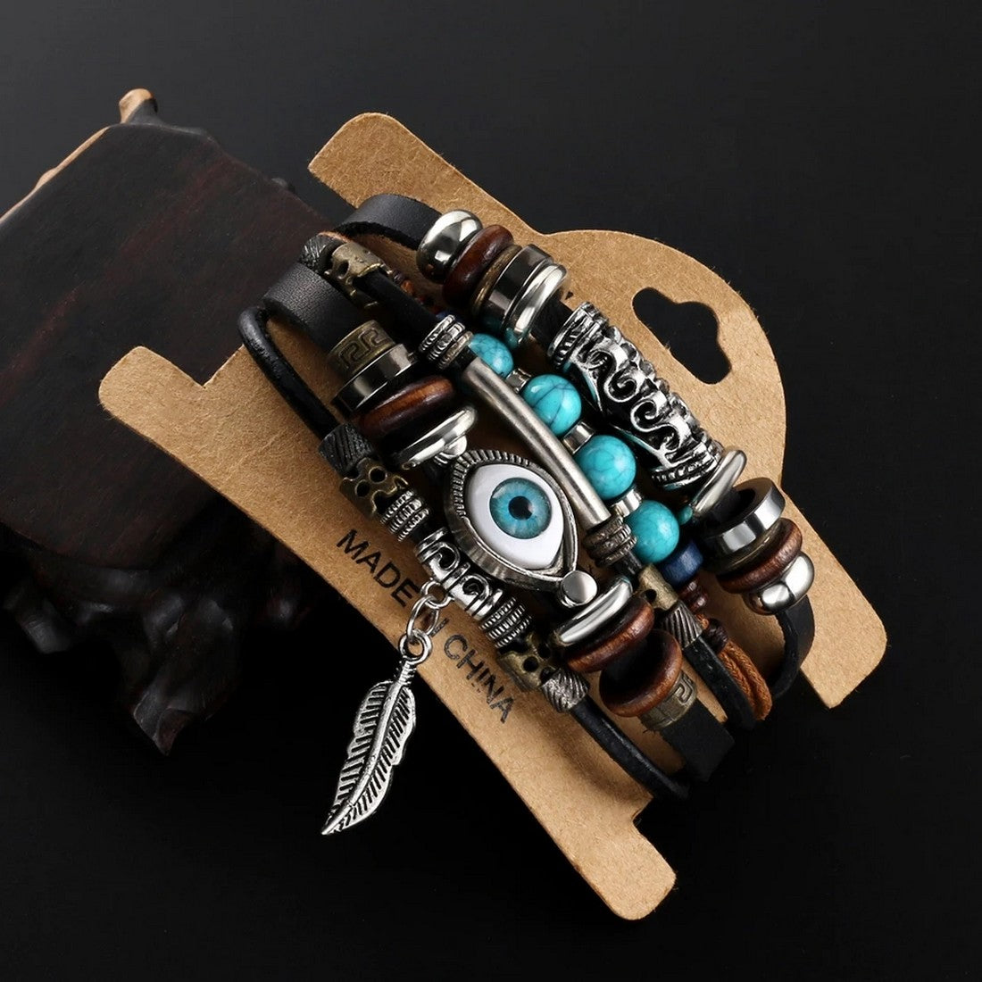 Evil Eye Leather Bracelet for Men